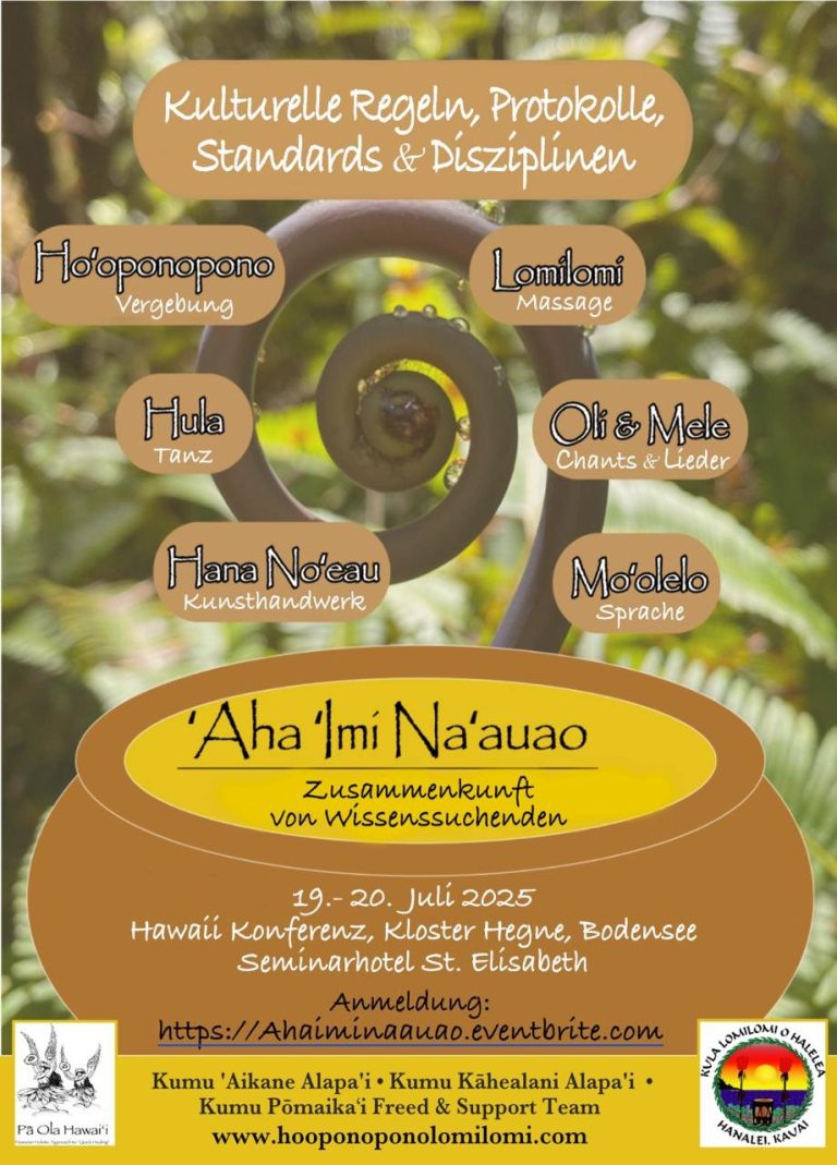 ‚Aha ‚Imi Na’auao – Hawaiianische Konferenz am Bodensee 18. – 24. Juli 2025 – Zusammenkunft von Wissenssuchenden