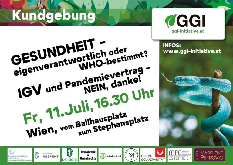 WHO – IGV Kundgebung FR 11.7. 2025, Wien – 17 Uhr live